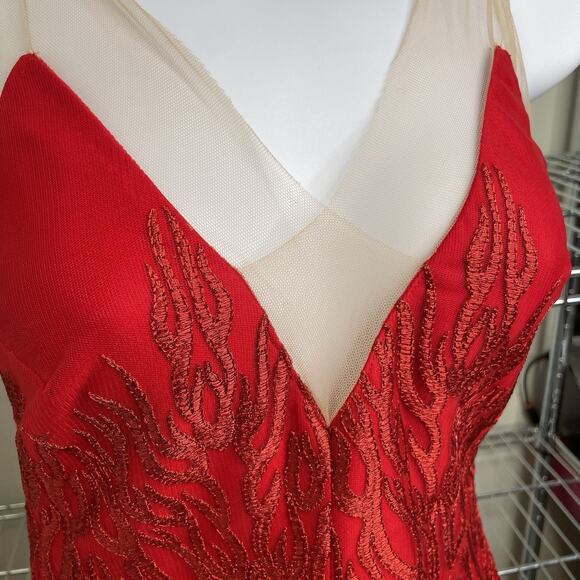 Ana Maria Mariano Red Evening Gown Est. Size 2‎ Bodycon Statement Va Va Voom - Picture 6 of 14